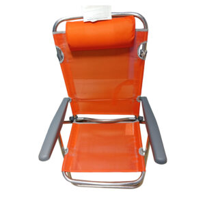 Silla tumbona de playa con cojín y asas de aluminio